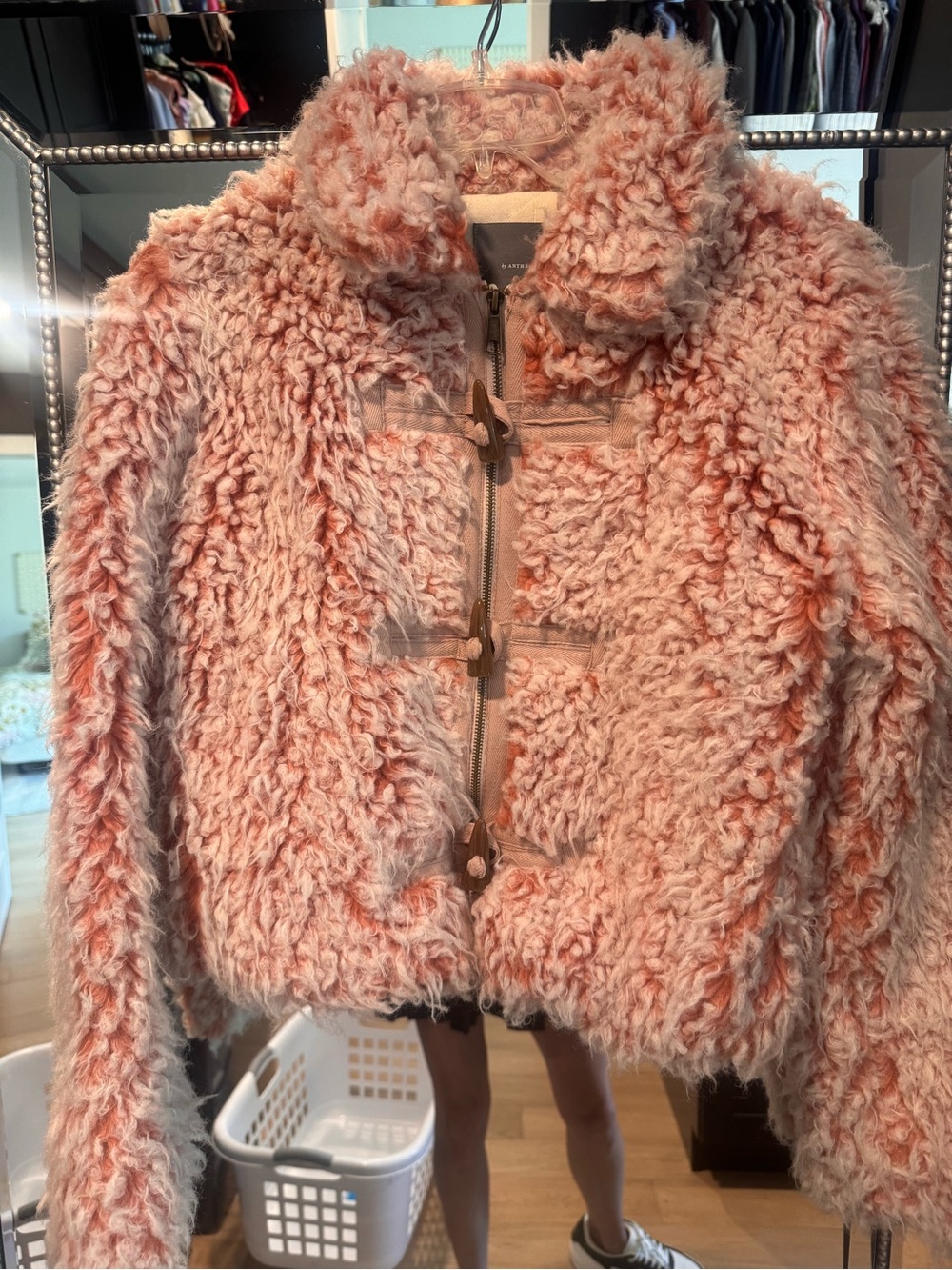 Anthropologie Pink Faux-Shearling Jacket